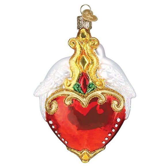 Two Turtle Doves Christmas Holiday Ornament Blown Glass - Picture 2 of 8